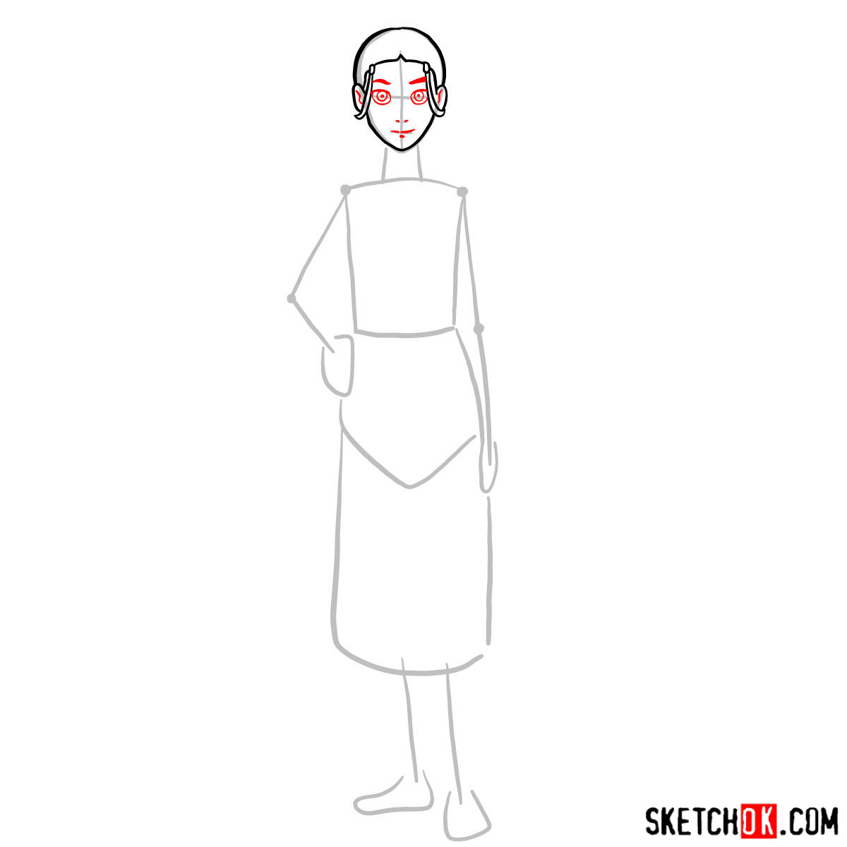 How to draw Katara - step 04