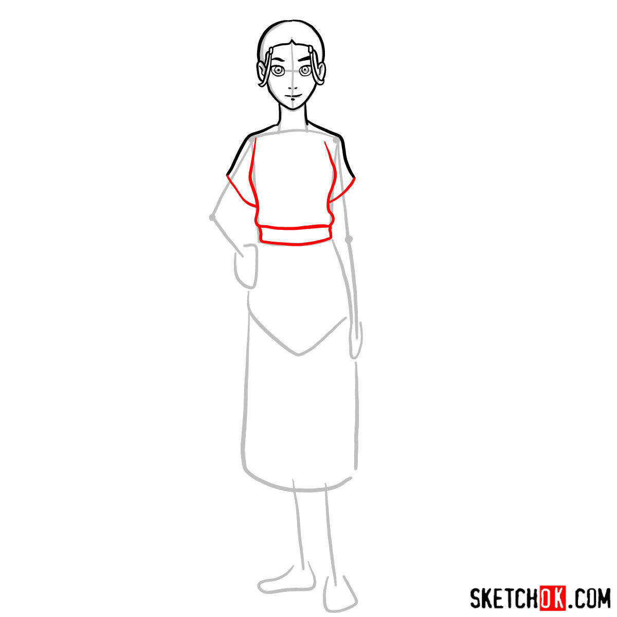 How to draw Katara -  step 06
