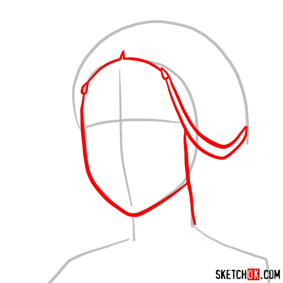 How to draw Katara's face - step 02