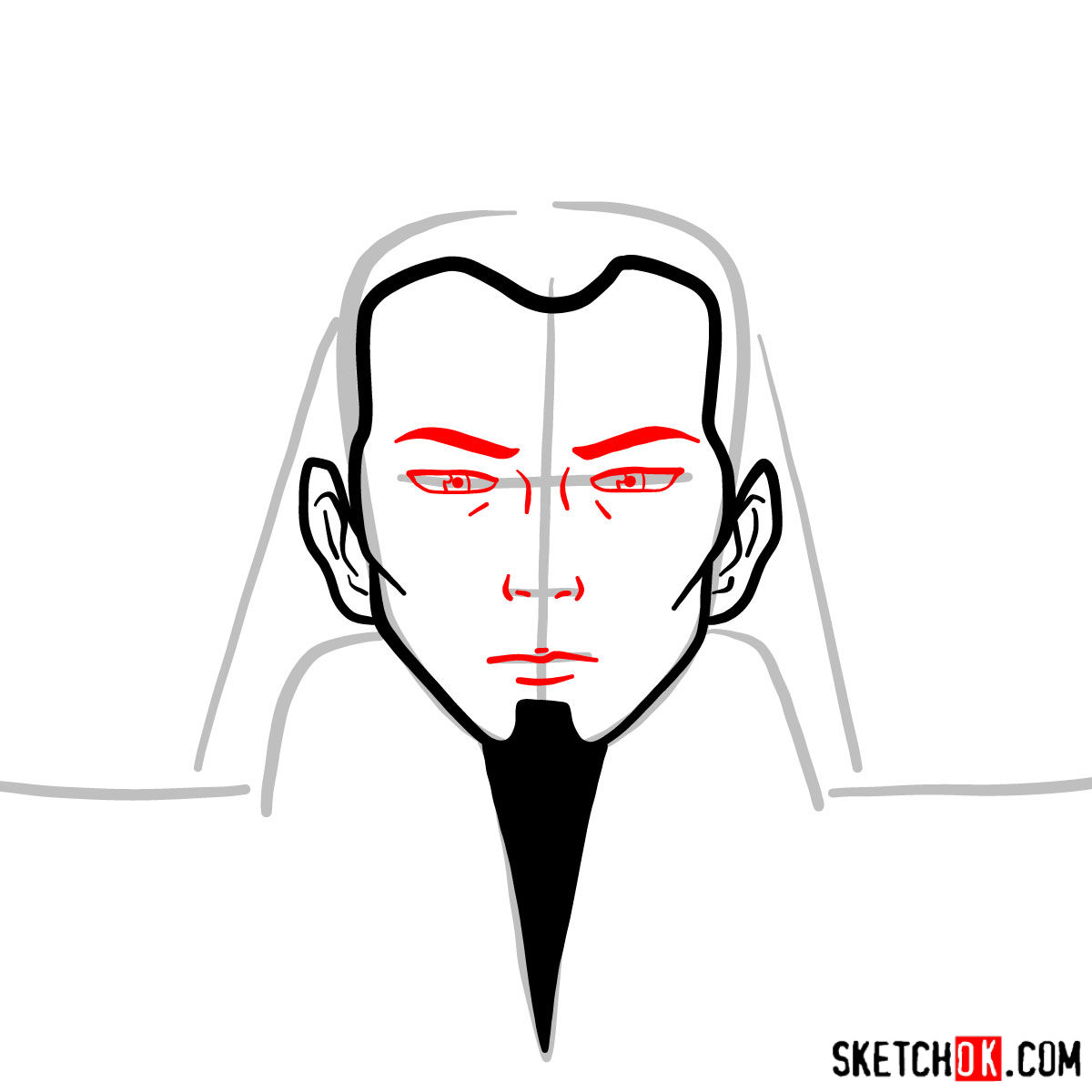 How to draw the portrait of Ozai - step 04