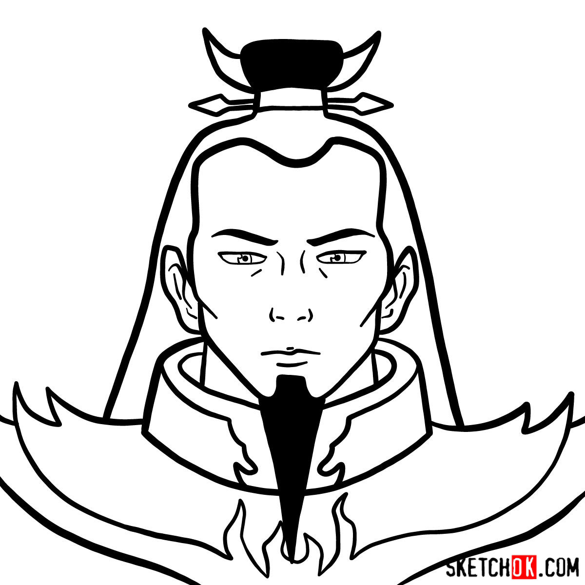 How to draw the portrait of Ozai - step 08