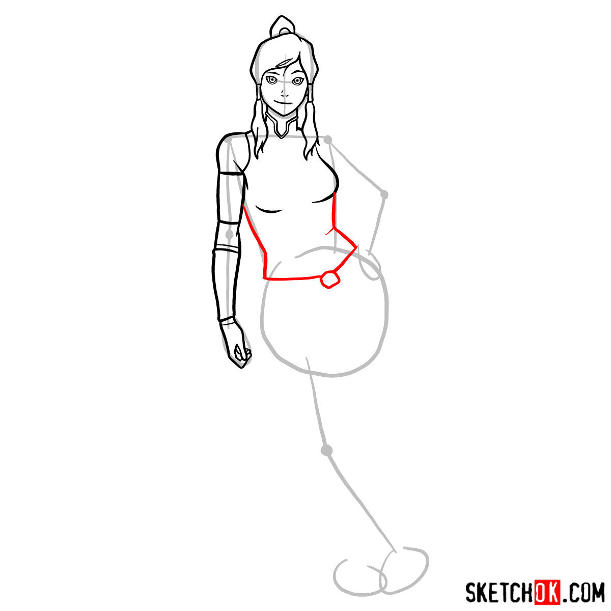 How to draw Korra in full growth - step 08