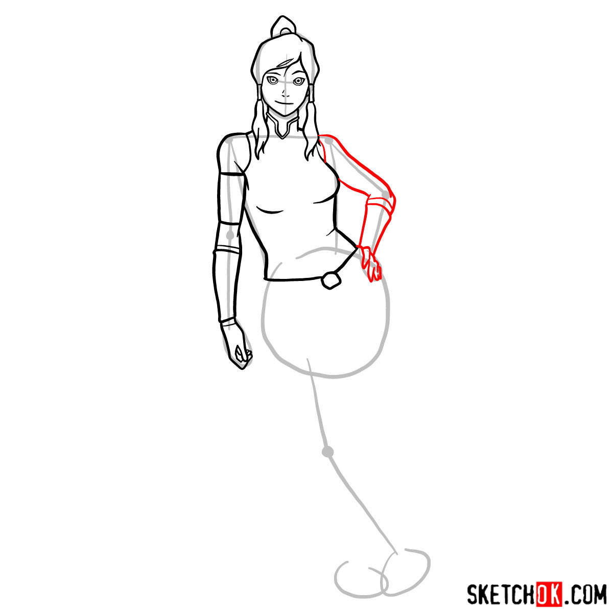 How to draw Korra in full growth - step 09
