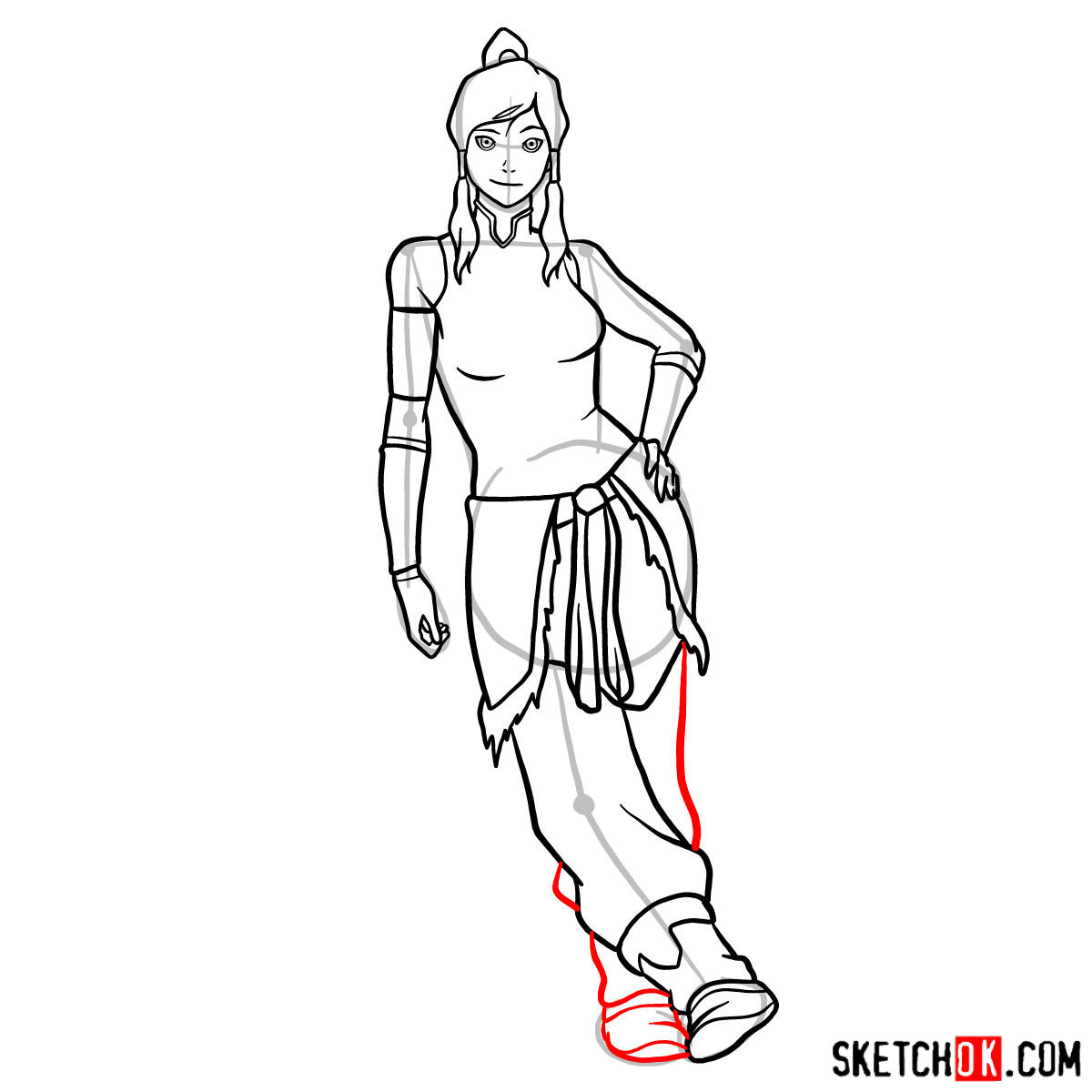 How to draw Korra in full growth - step 13