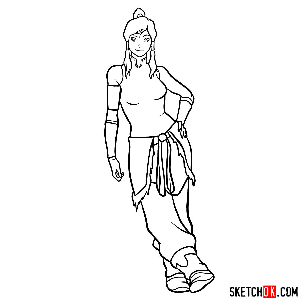How to draw Korra in full growth - step 14
