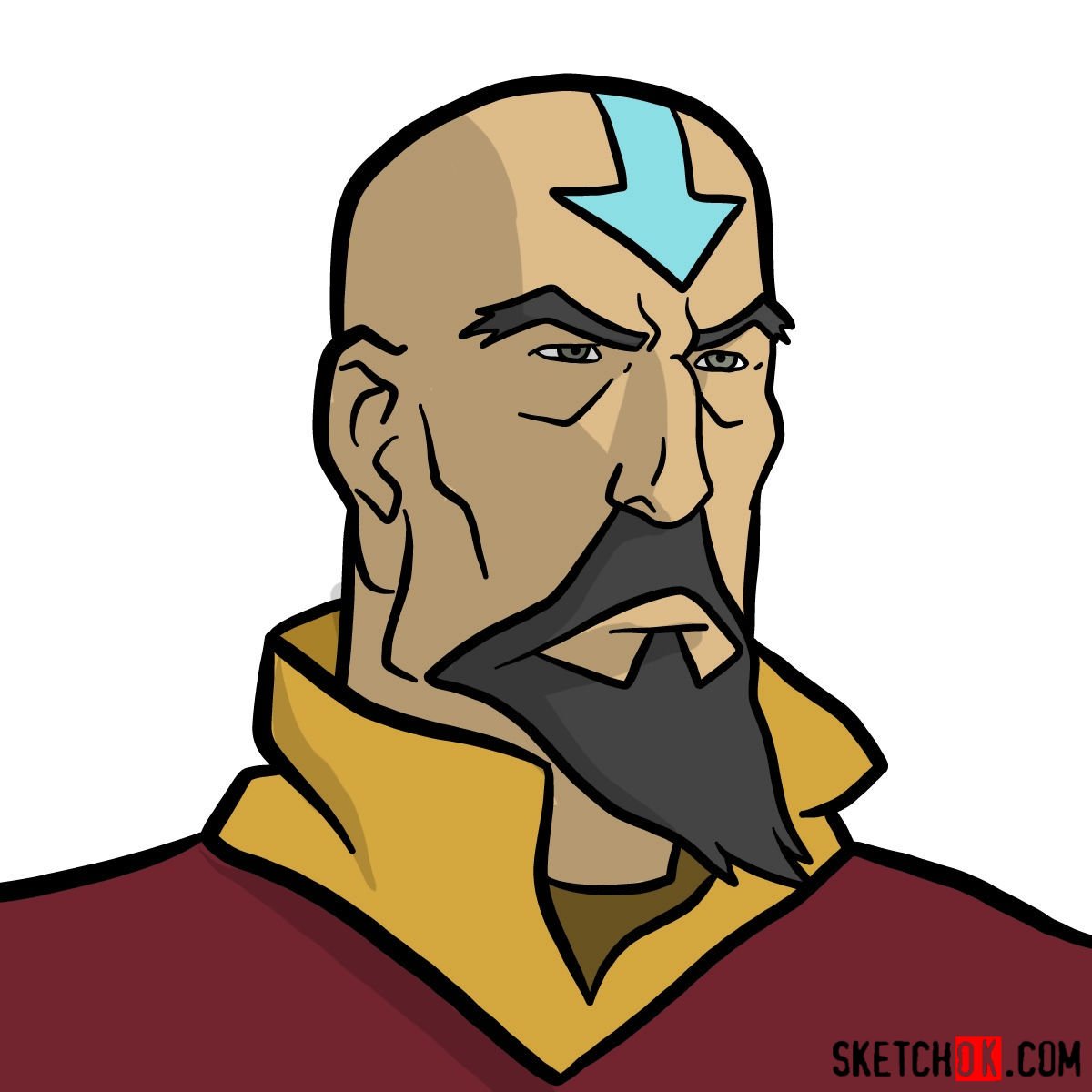 How to draw Tenzin's face