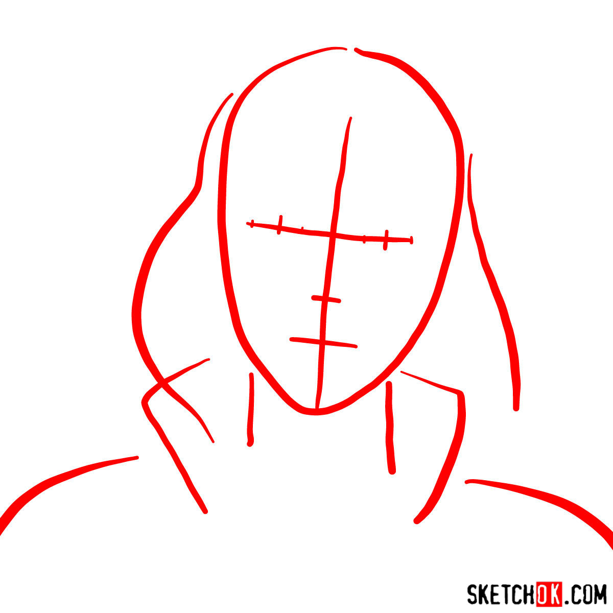 How to draw Asami Sato's portrait - step 01