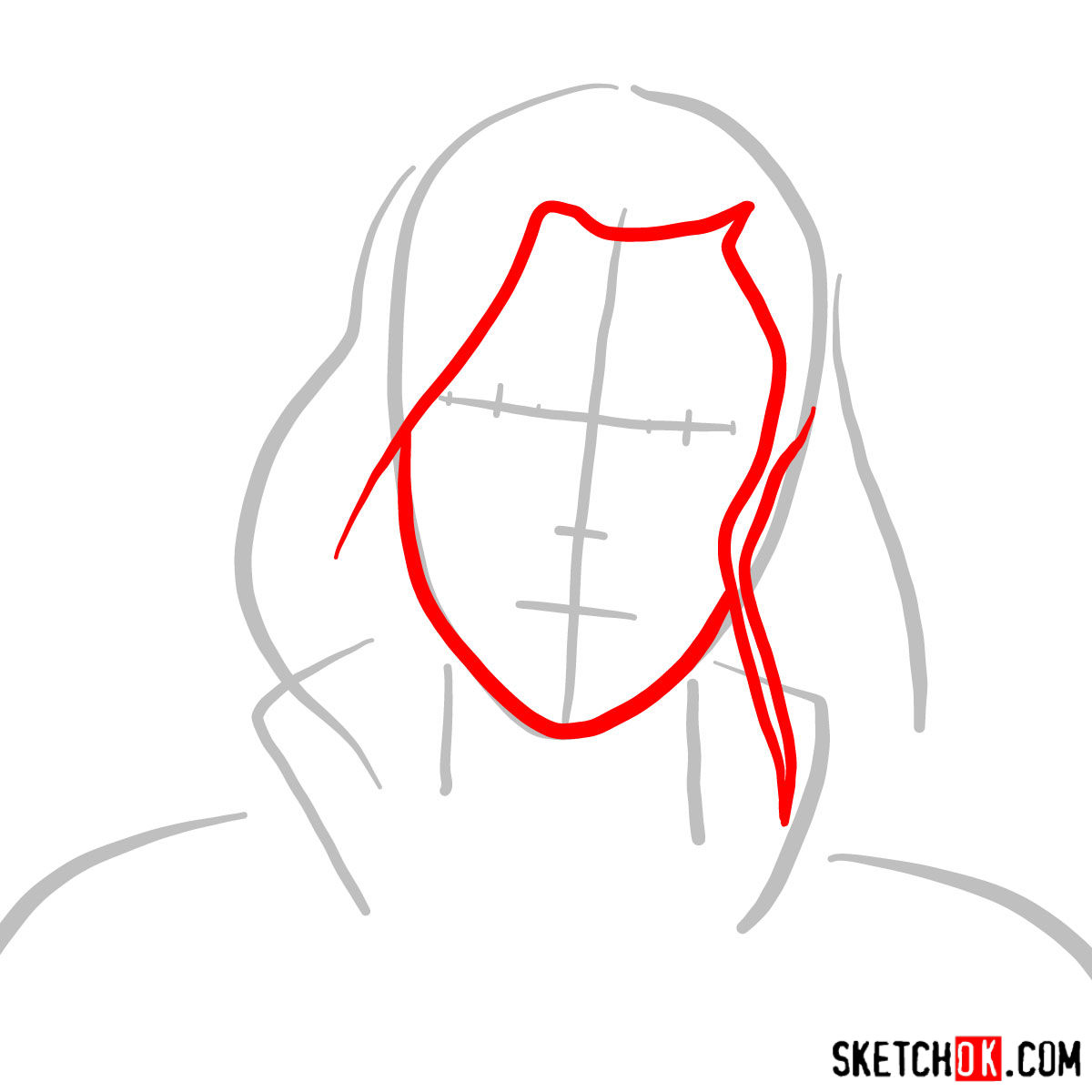 How to draw Asami Sato's portrait - step 02