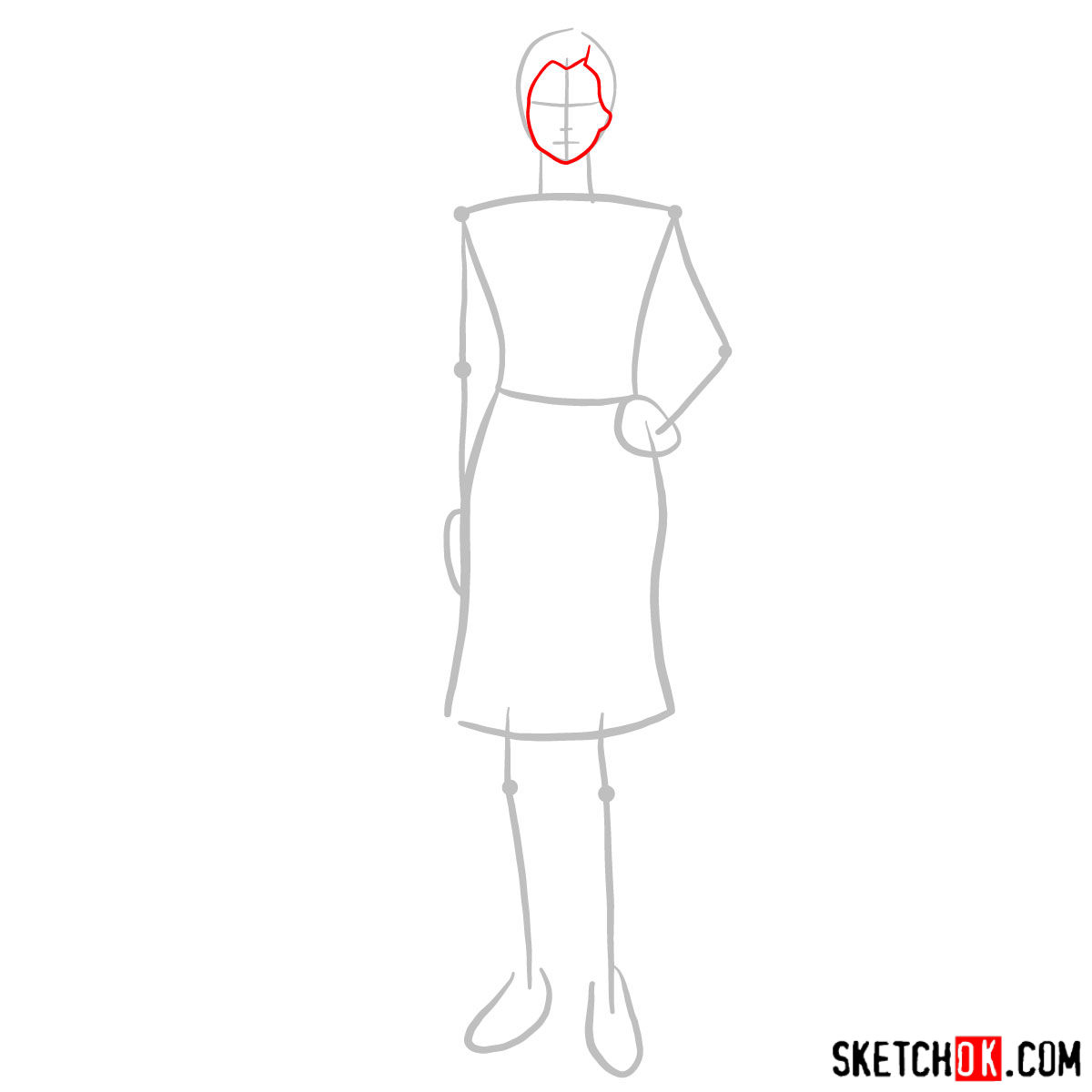 How to draw Asami Sato - step 02