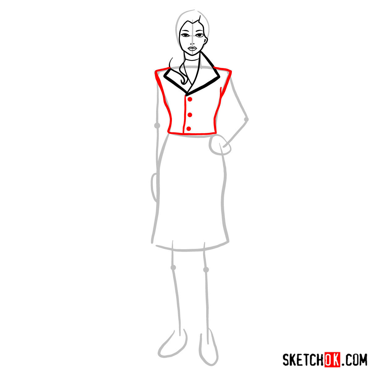 How to draw Asami Sato - step 05