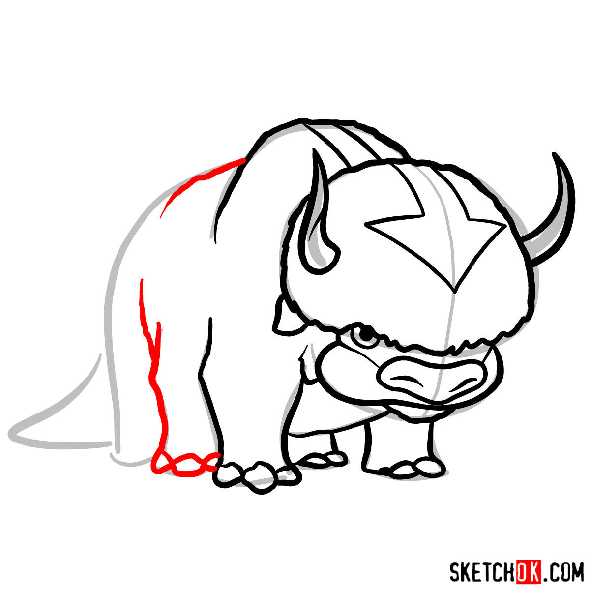 How to draw Appa - step 08