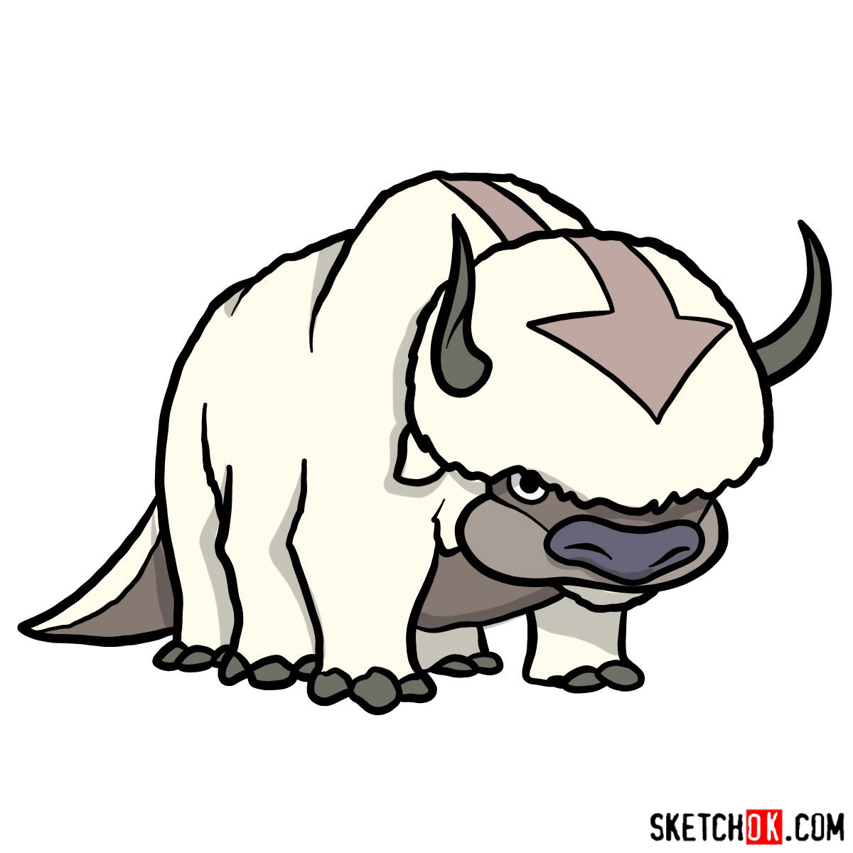 How to draw Appa, a bison from Avatar - Sketchok easy drawing guides