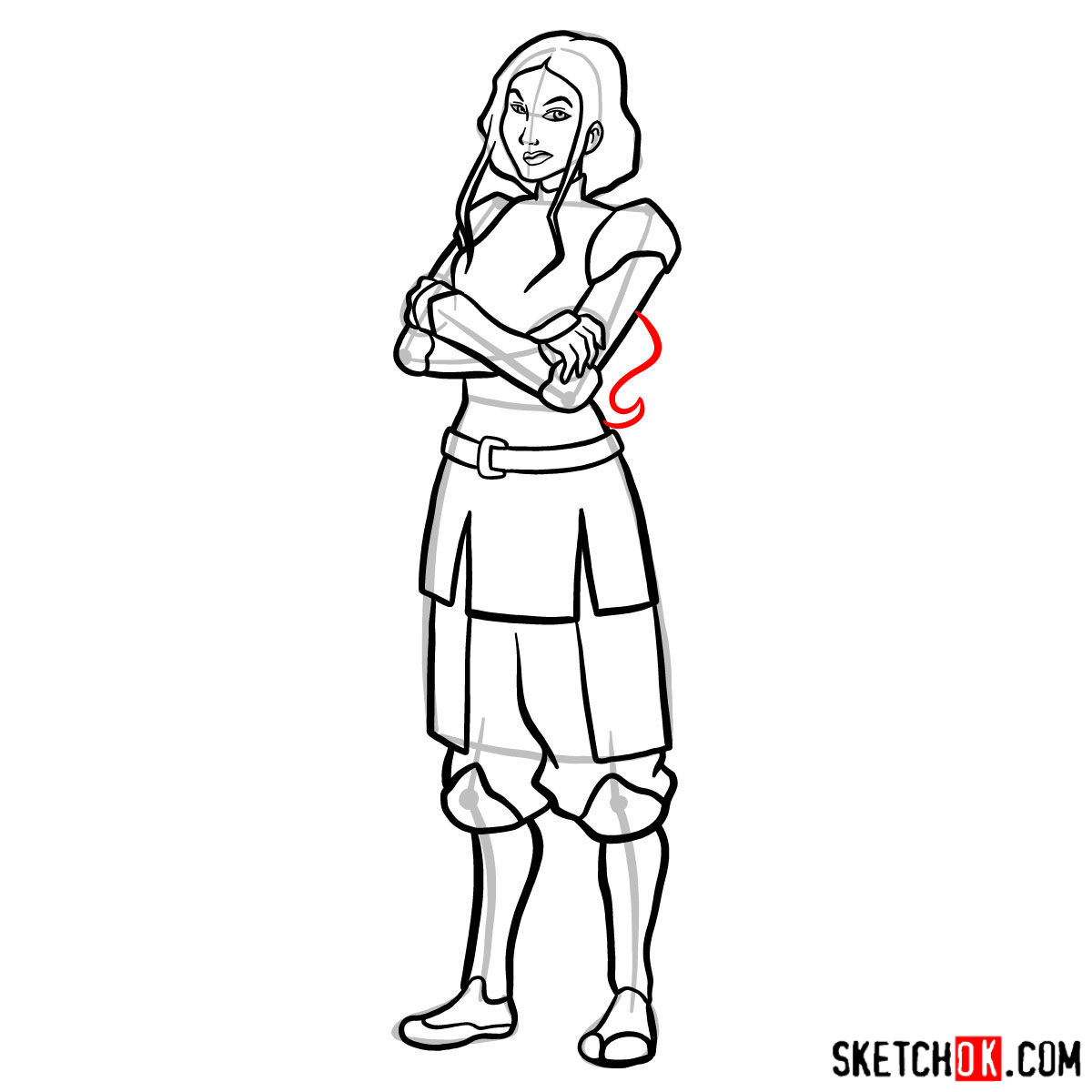 How to draw Lin Beifong - step 12