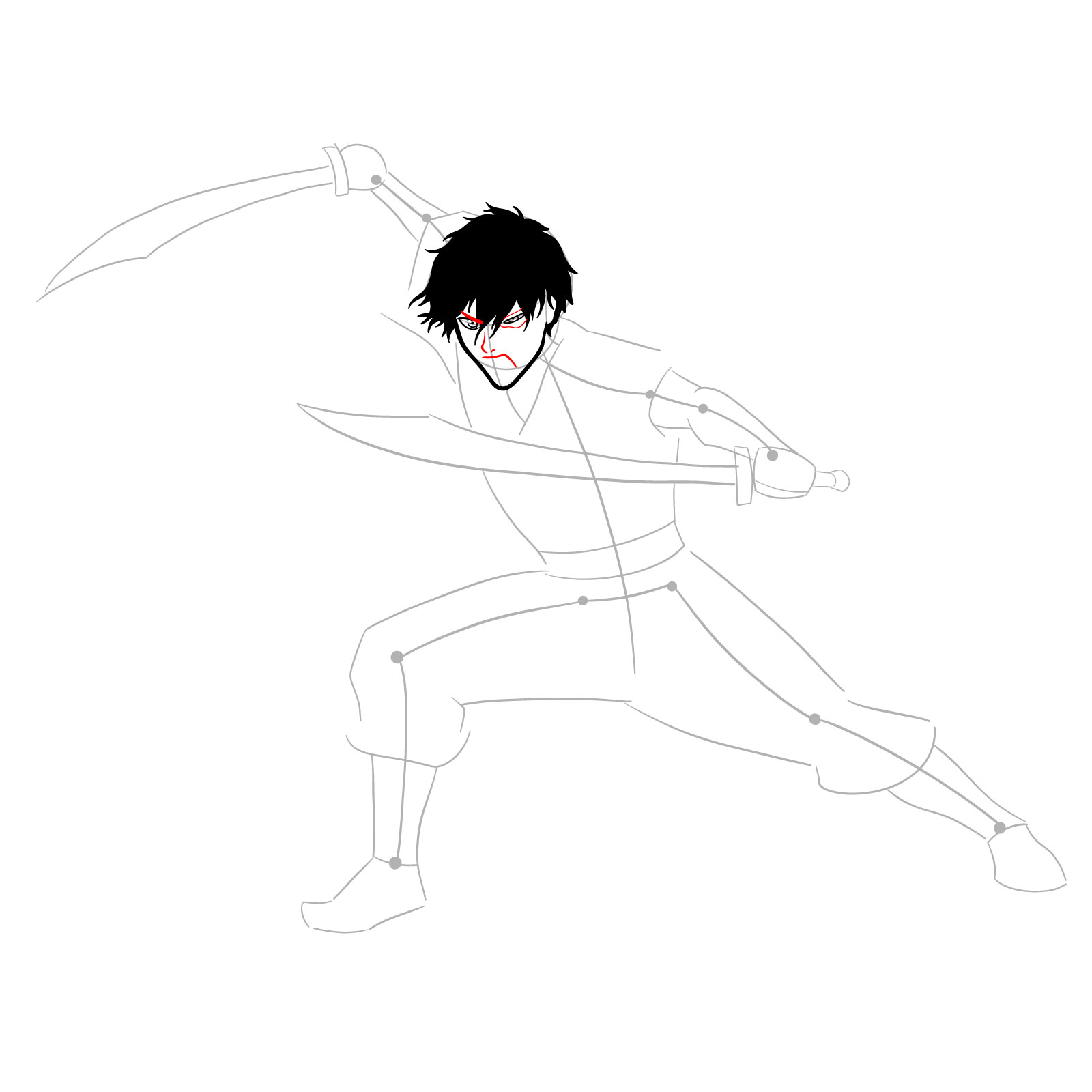 How to draw Zuko from Book 3: Fire - step 11