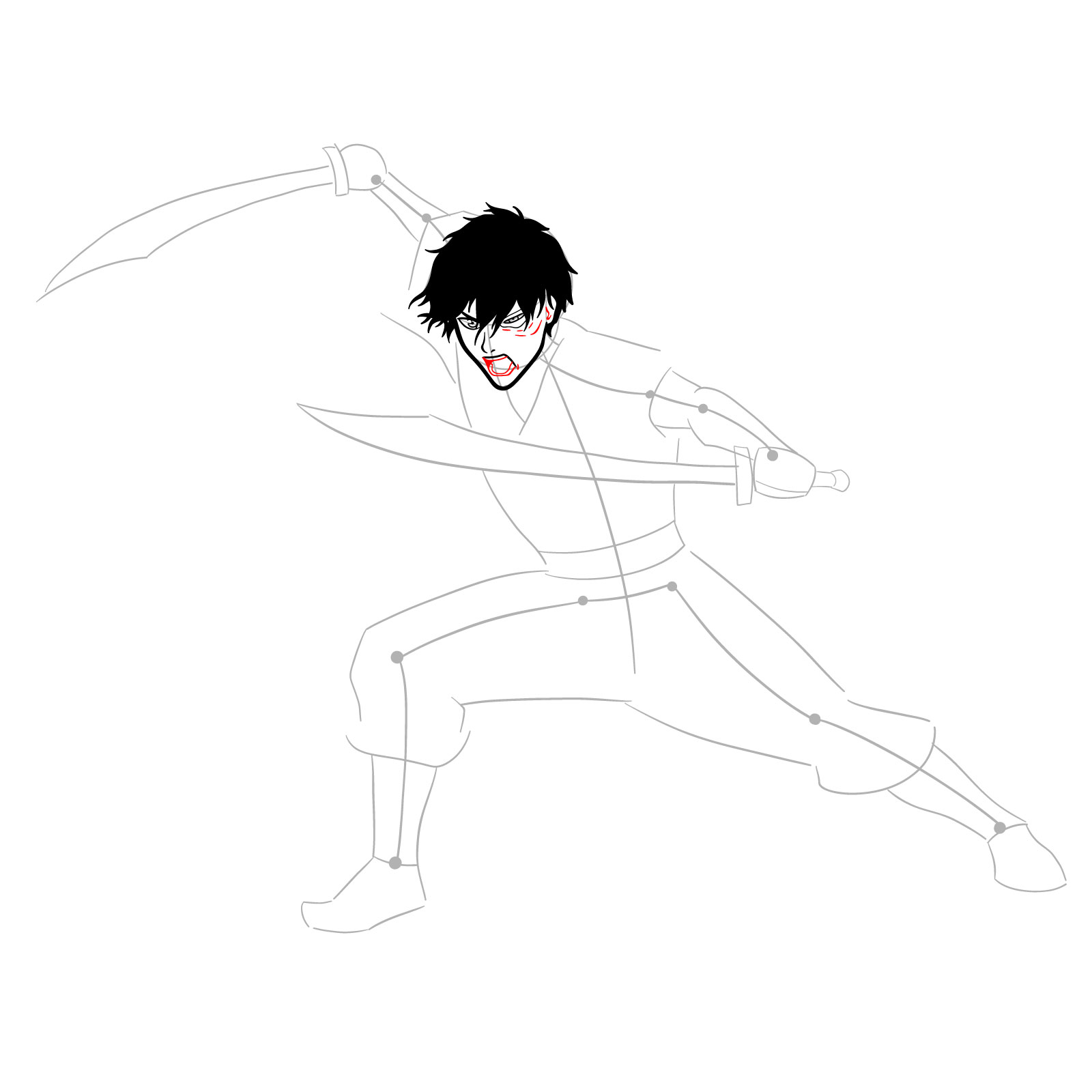 How to draw Zuko from Book 3: Fire - step 12