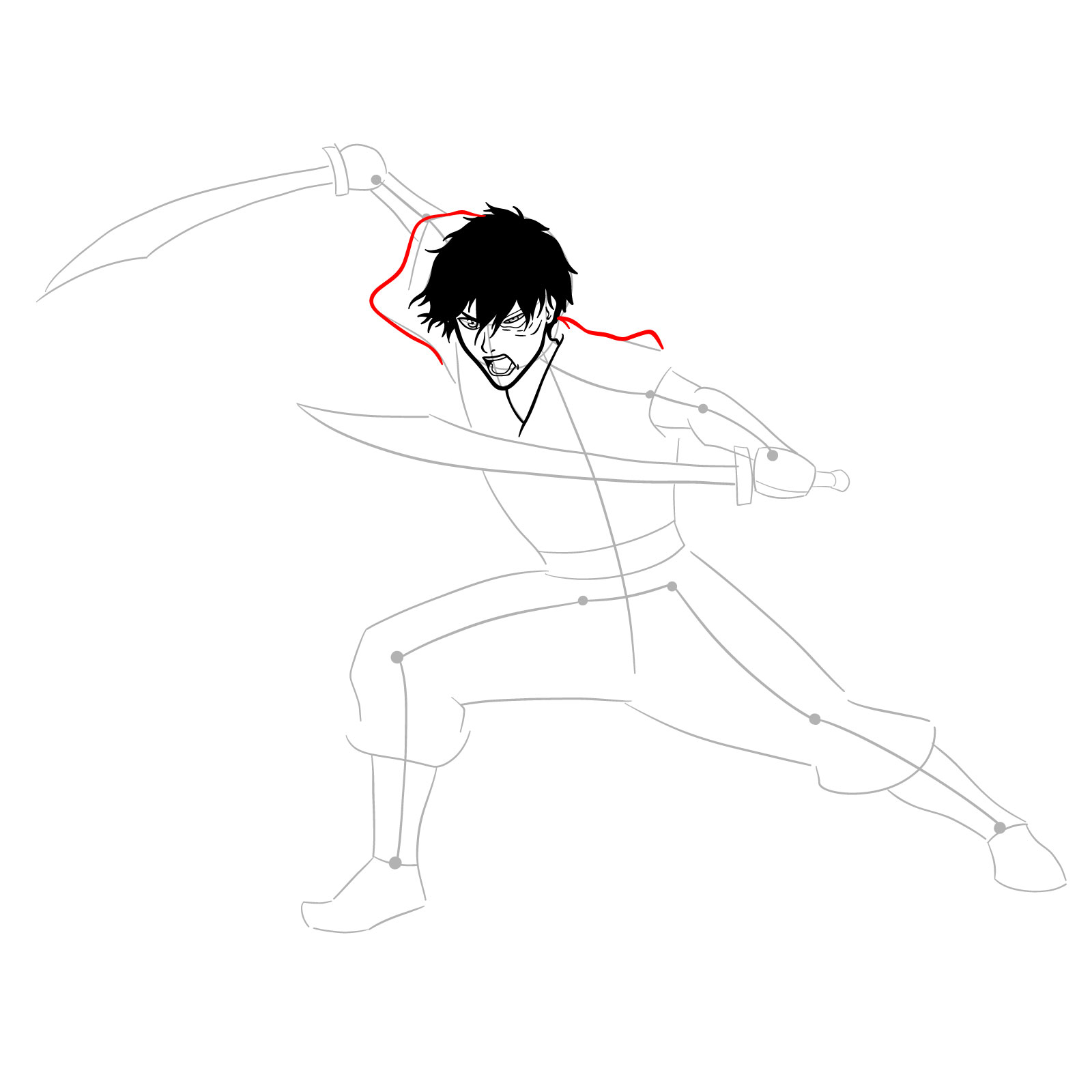 How to draw Zuko from Book 3: Fire - step 14