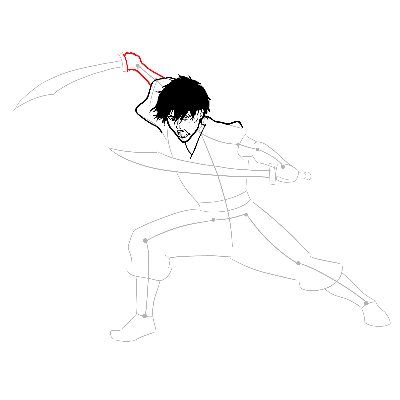 How to draw Zuko from Book 3: Fire - step 15
