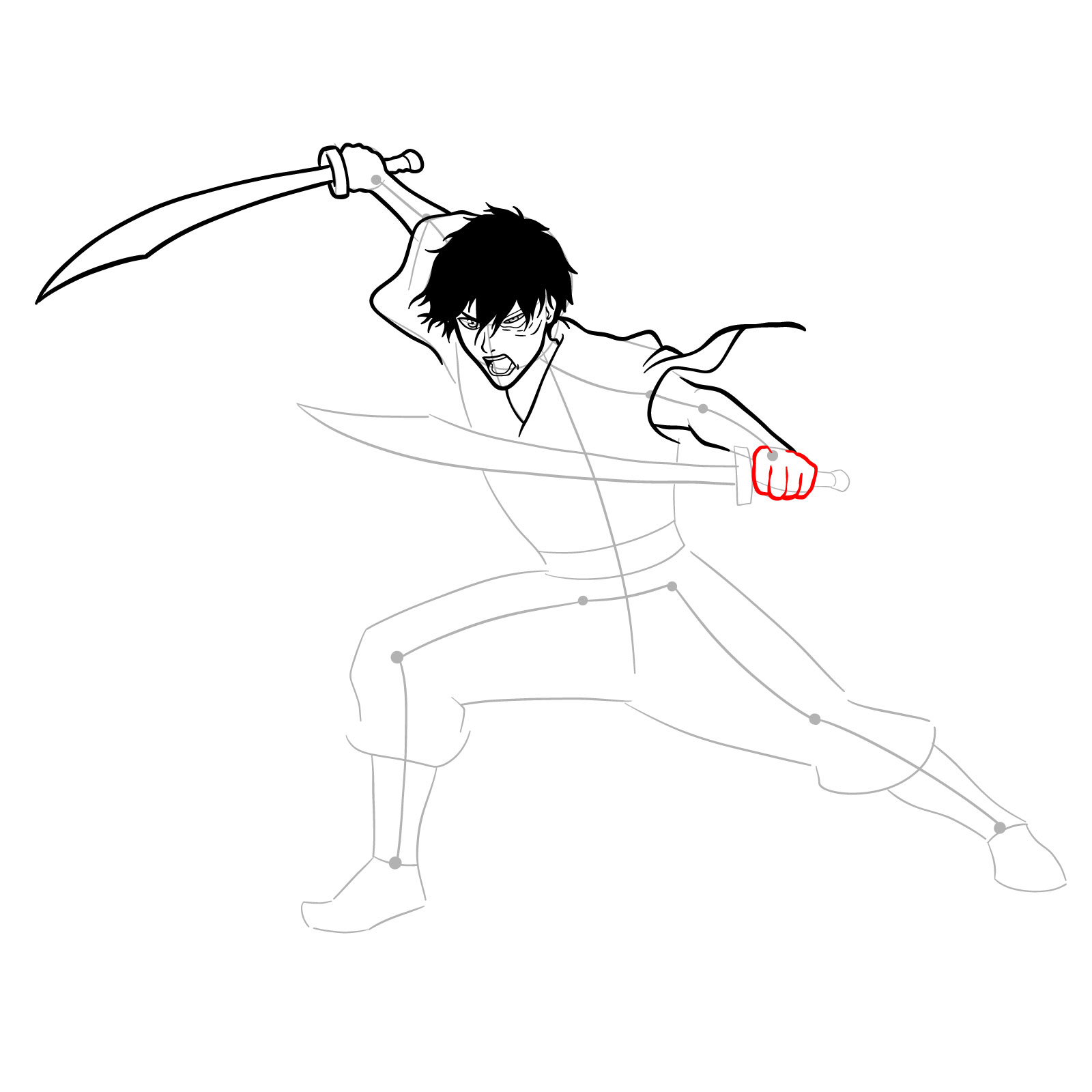 How to draw Zuko from Book 3: Fire - step 20