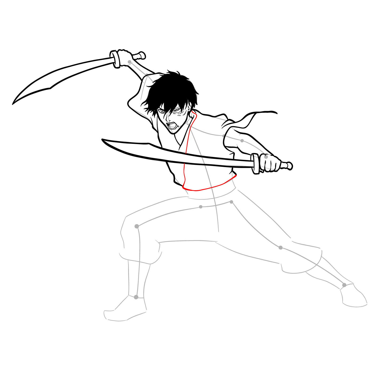 How to draw Zuko from Book 3: Fire - step 24