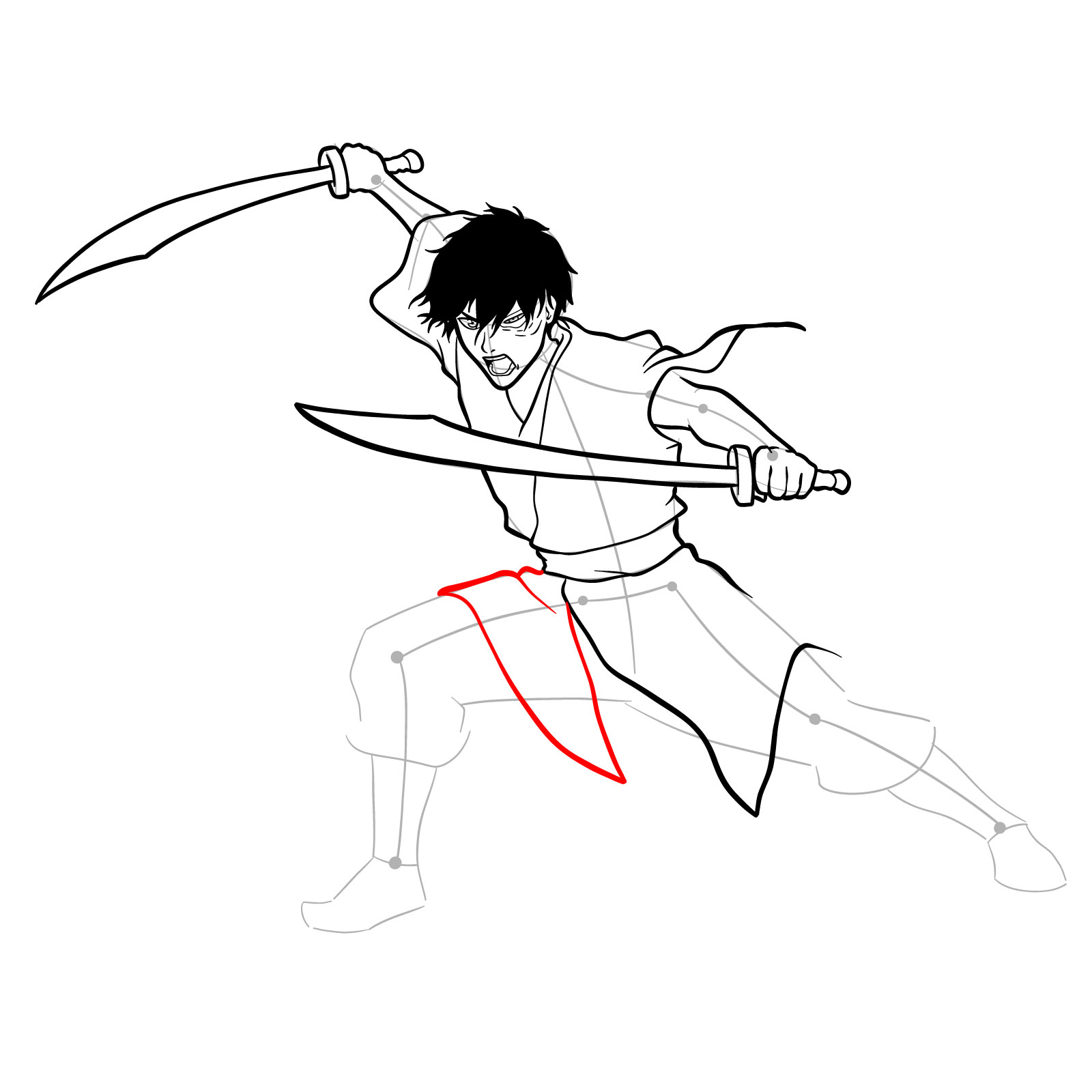 How to draw Zuko from Book 3: Fire - step 27