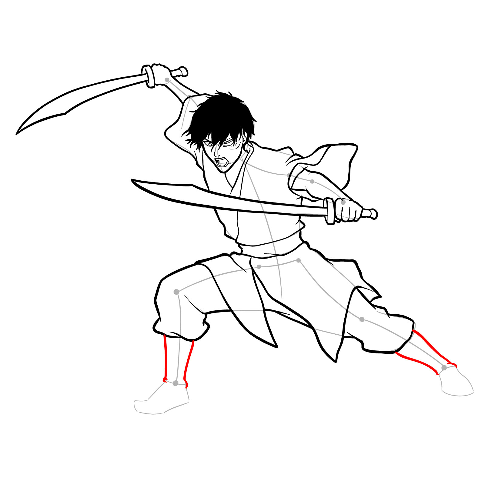 How to draw Zuko from Book 3: Fire - step 31