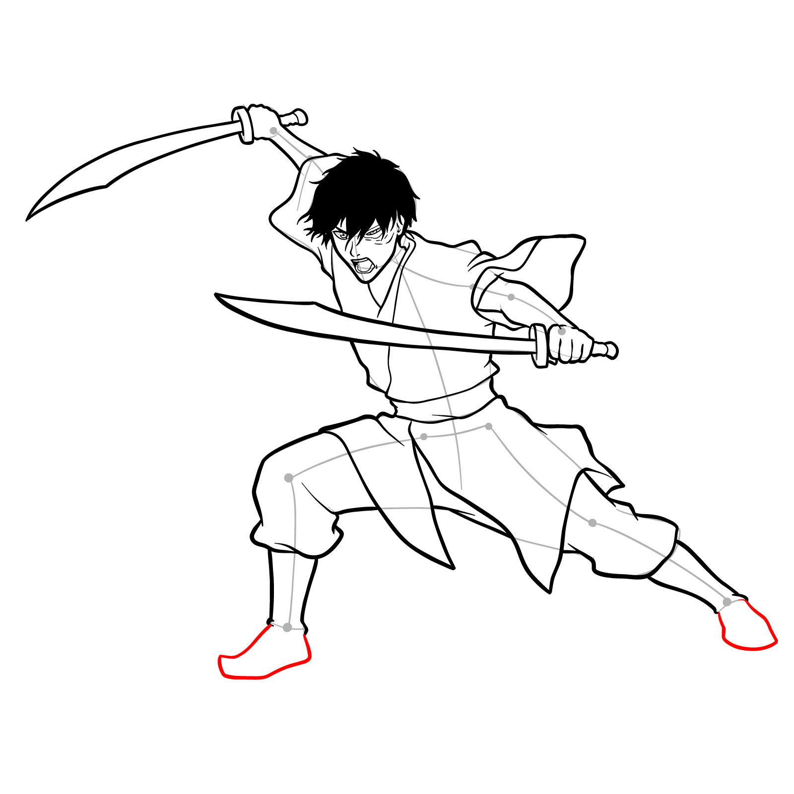 How to draw Zuko from Book 3: Fire - step 32
