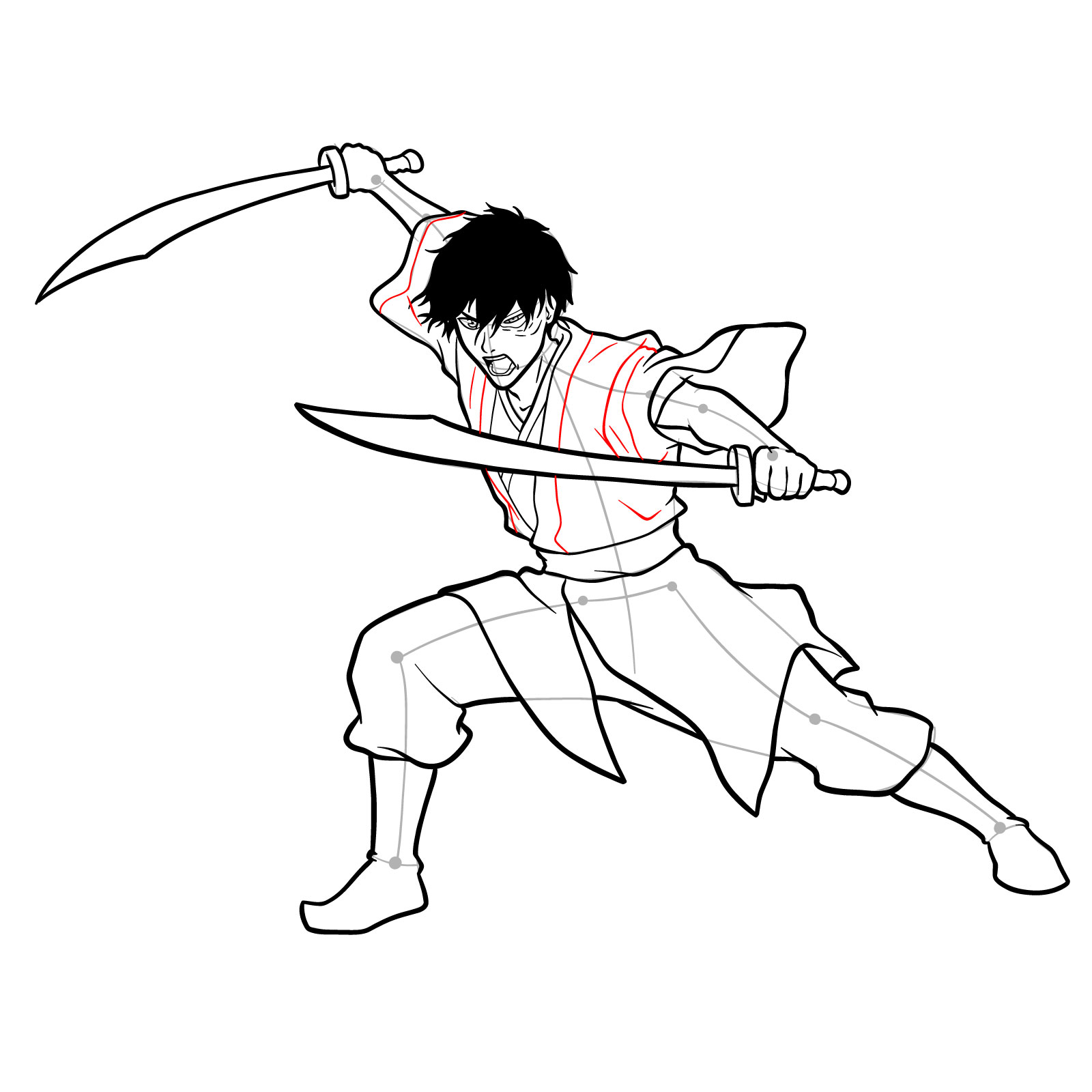 How to draw Zuko from Book 3: Fire - step 34