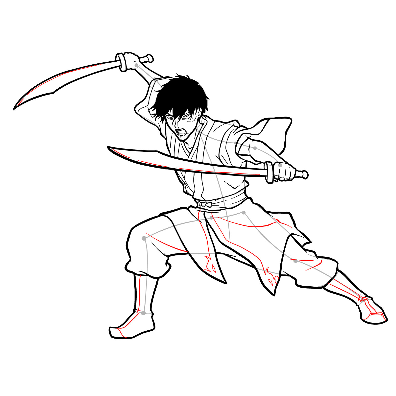 How to draw Zuko from Book 3: Fire - step 36