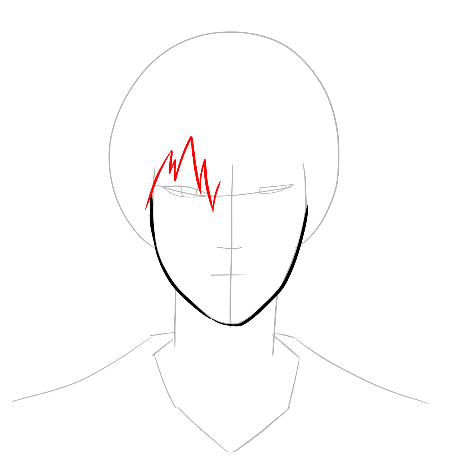 How to draw Zuko's face - Book 3: Fire design - step 05