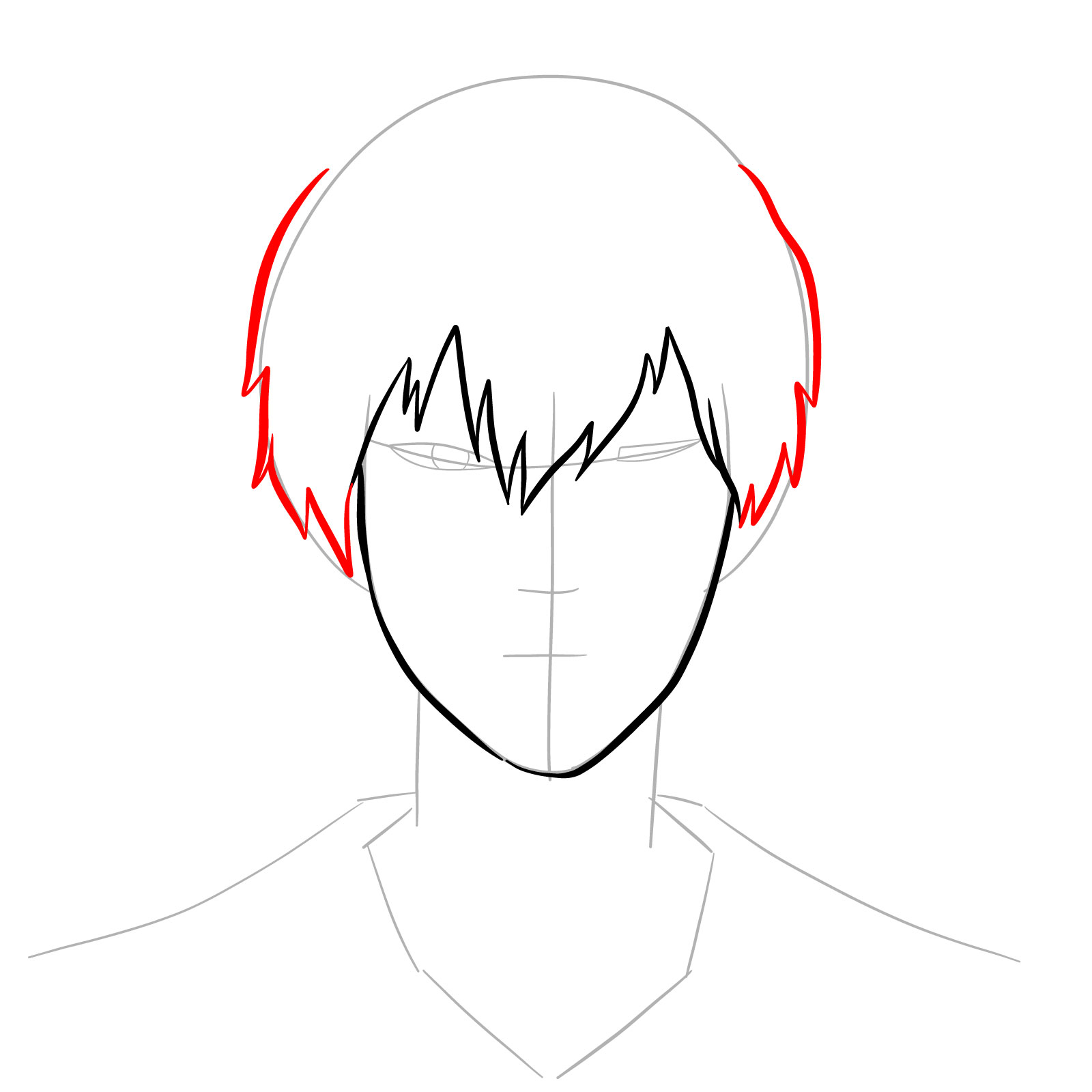 How to draw Zuko's face - Book 3: Fire design - step 07