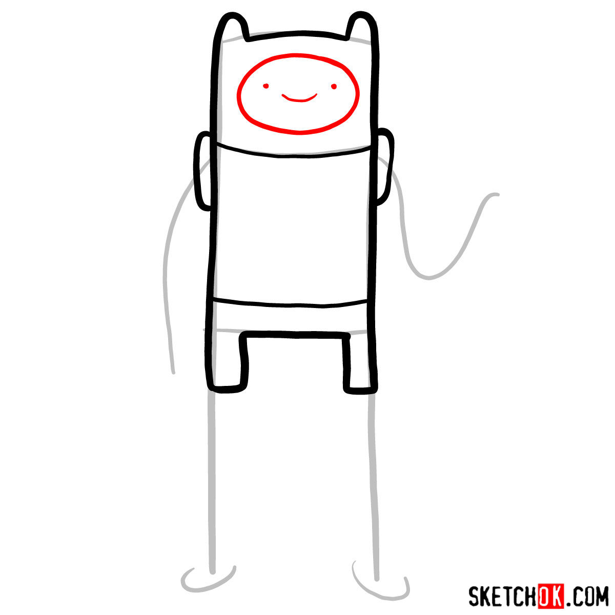 How to draw Finn from Adventure Time - step 04