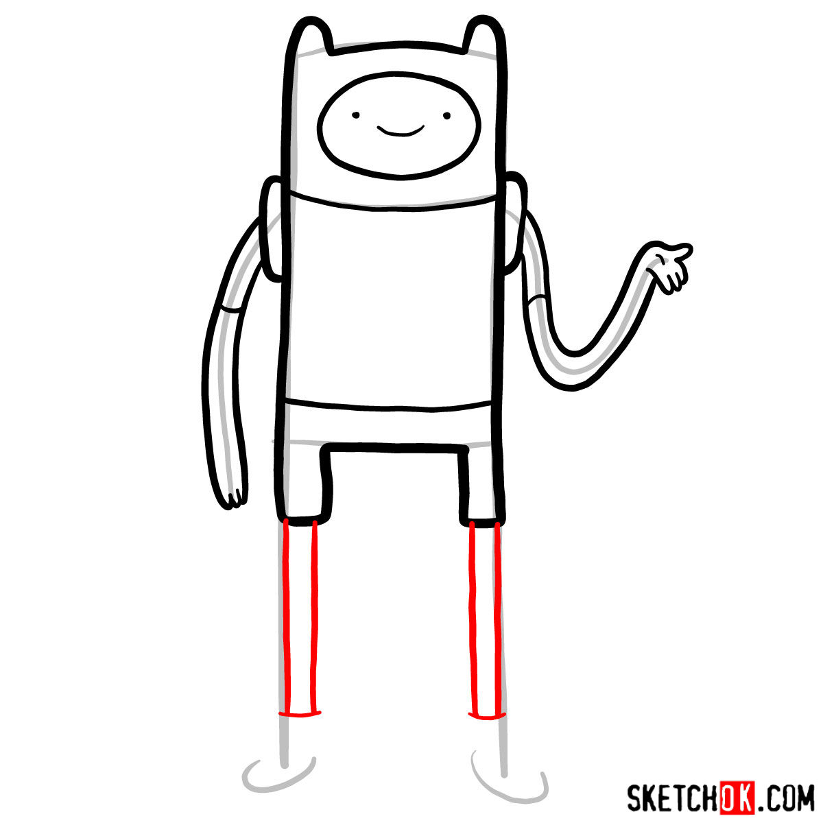 How to draw Finn from Adventure Time -  step 06