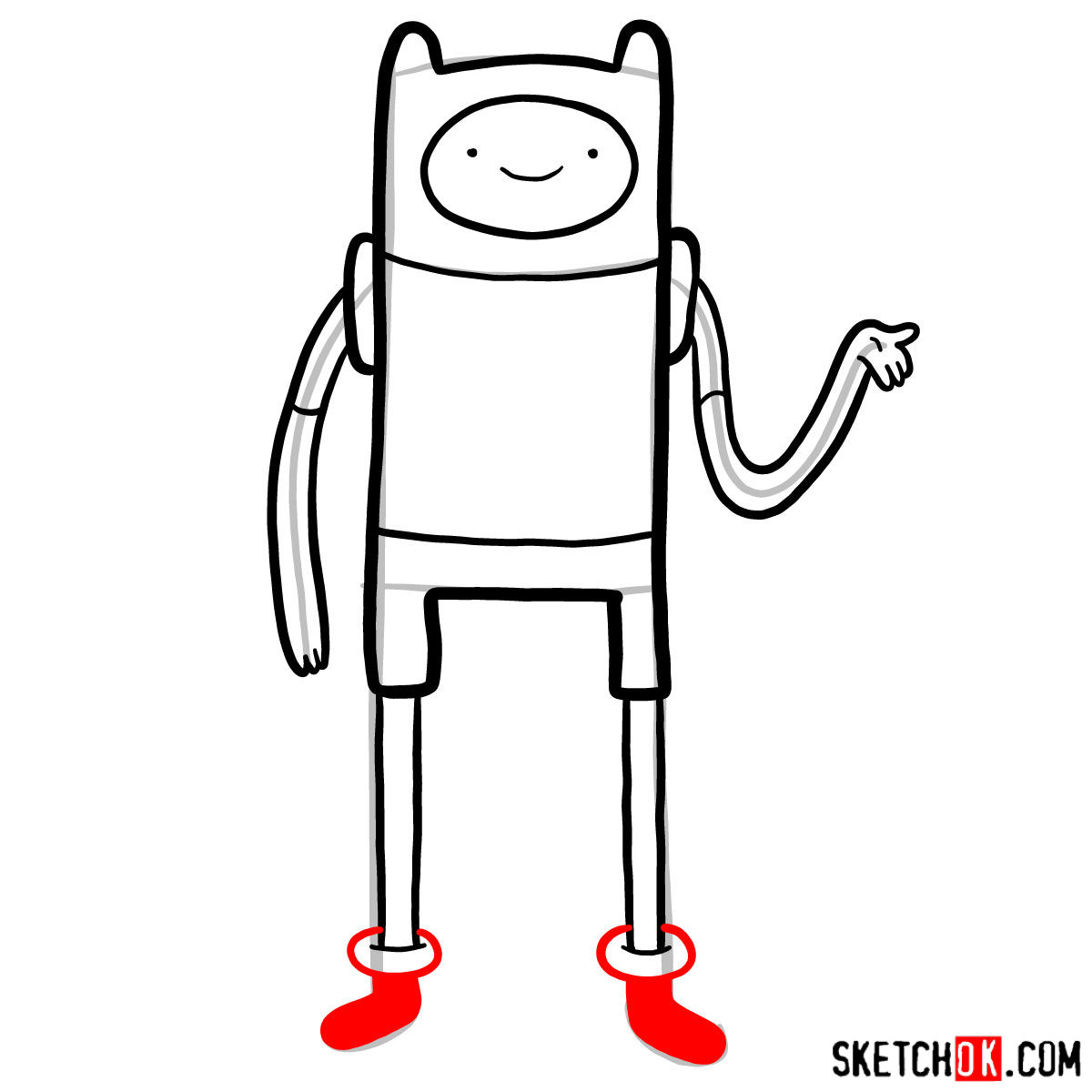 How to draw Finn from Adventure Time - step 07