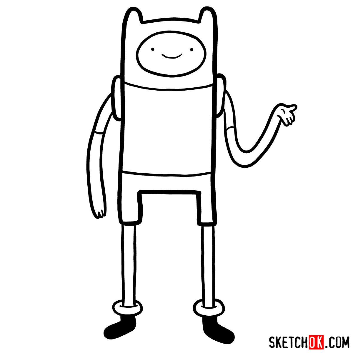 How To Draw Finn The Human Adventure Time Sketchok Easy Drawing Guides ...