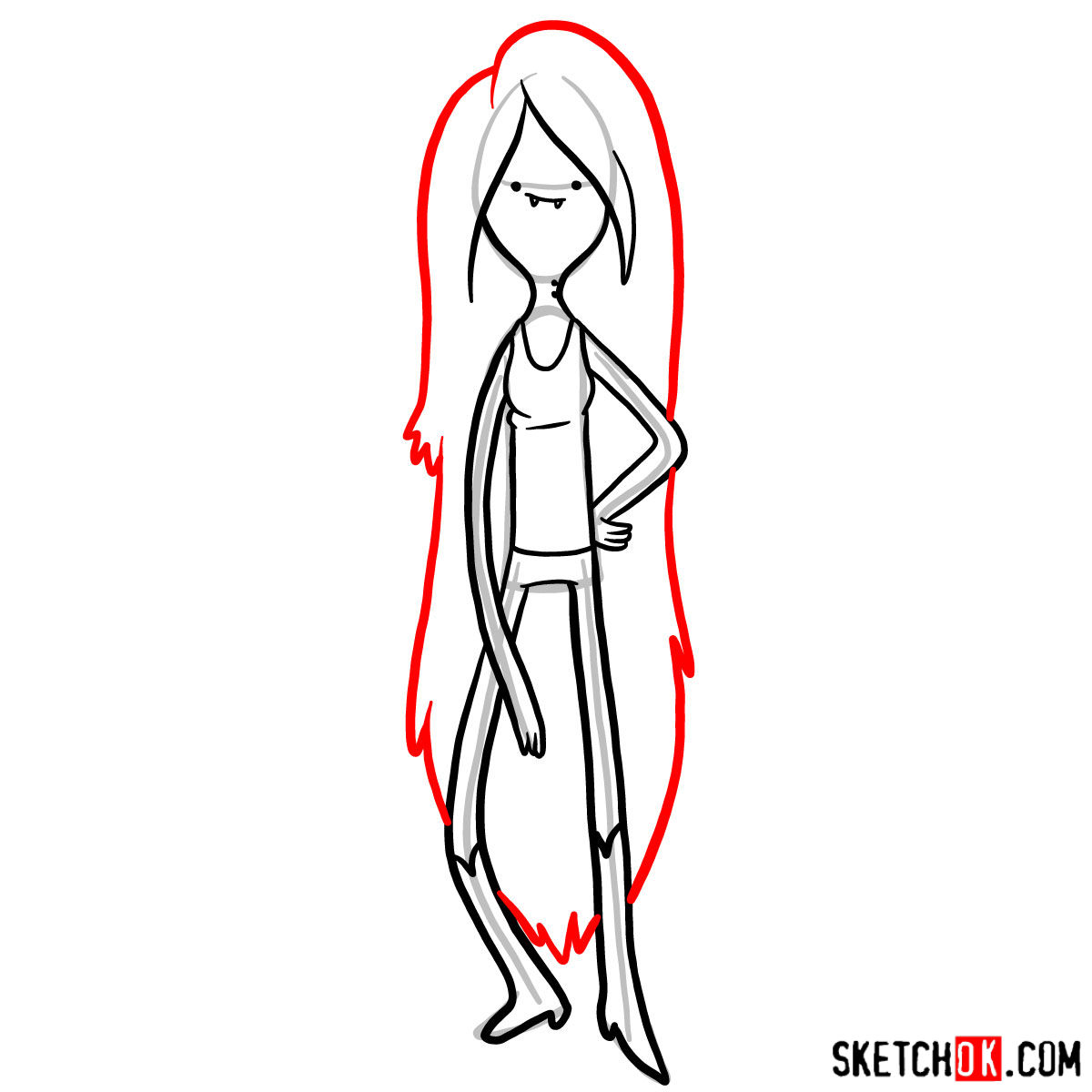 How to draw Marceline - step 08