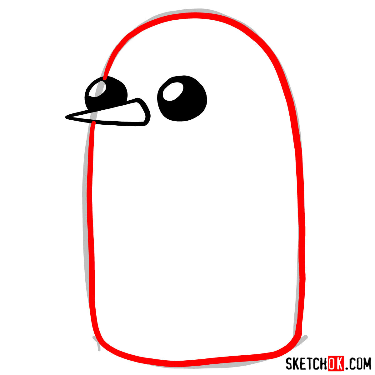 How to draw Gunter from Adventure Time - step 03