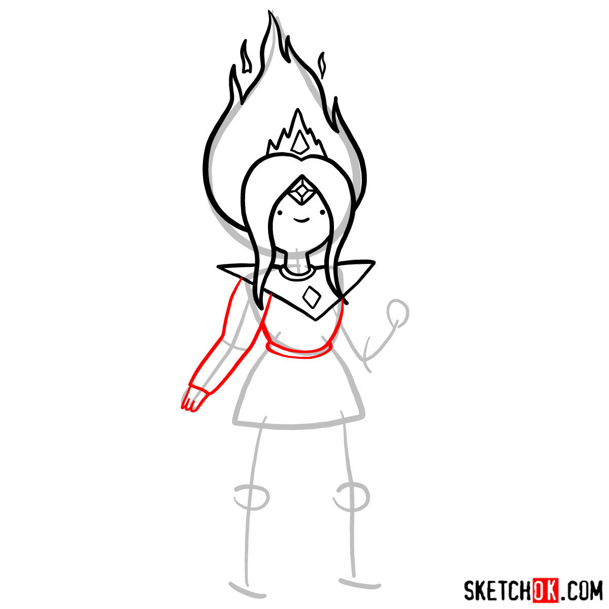 How to draw Flame Princess from Adventure Time - step 06