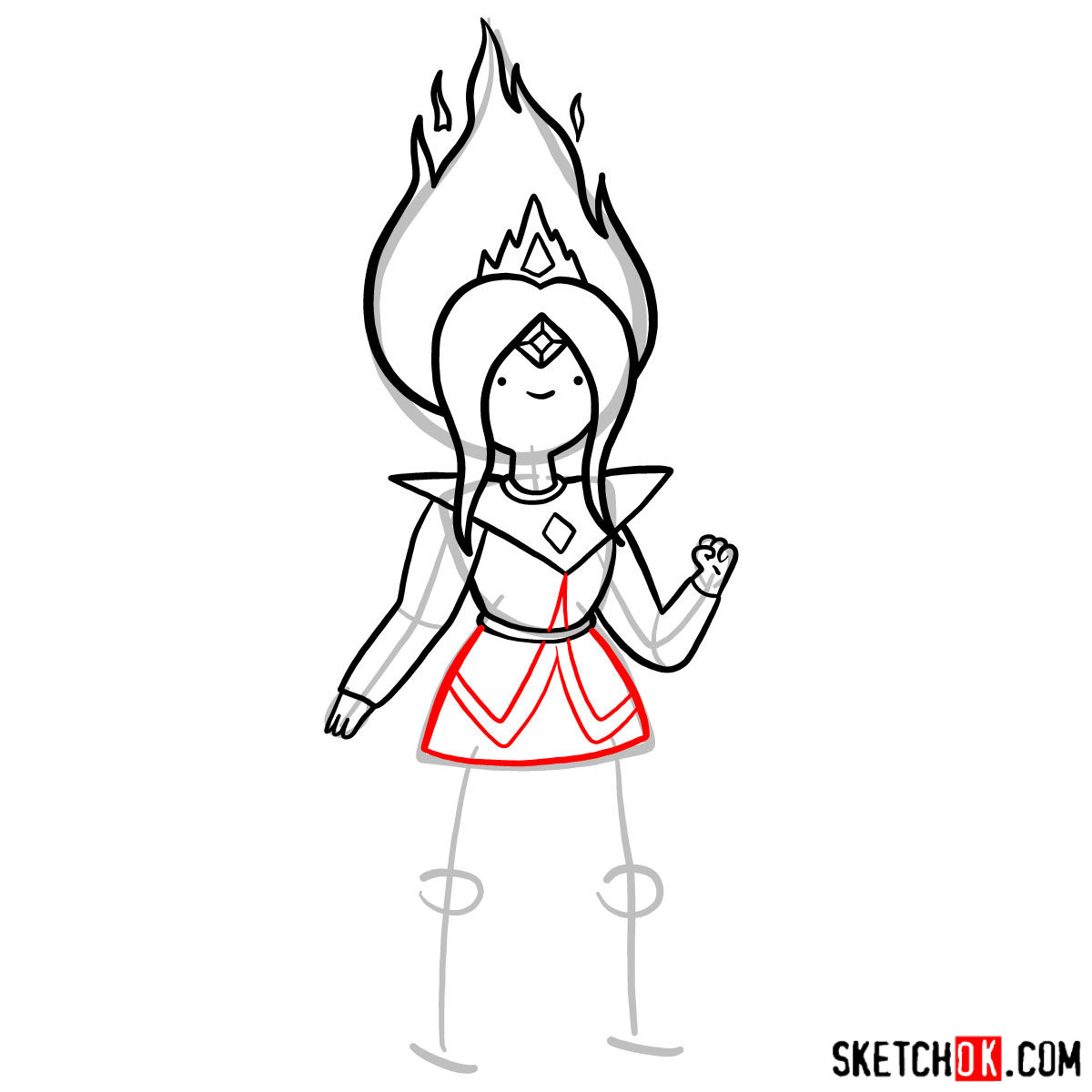 How to draw Flame Princess from Adventure Time - step 08