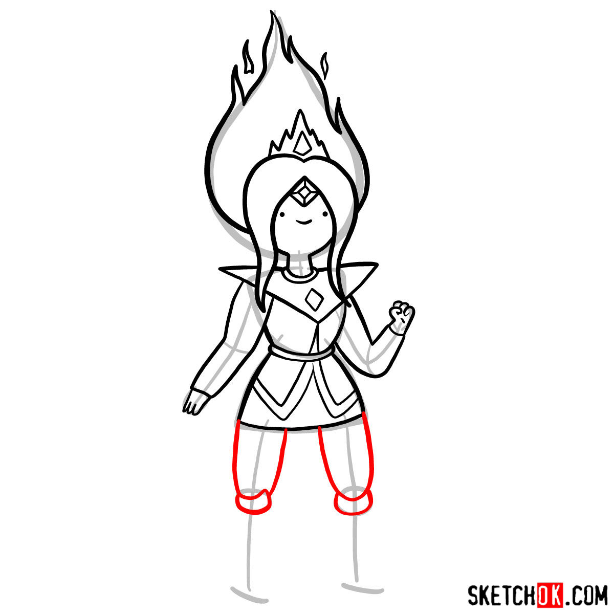 How to draw Flame Princess from Adventure Time - step 09