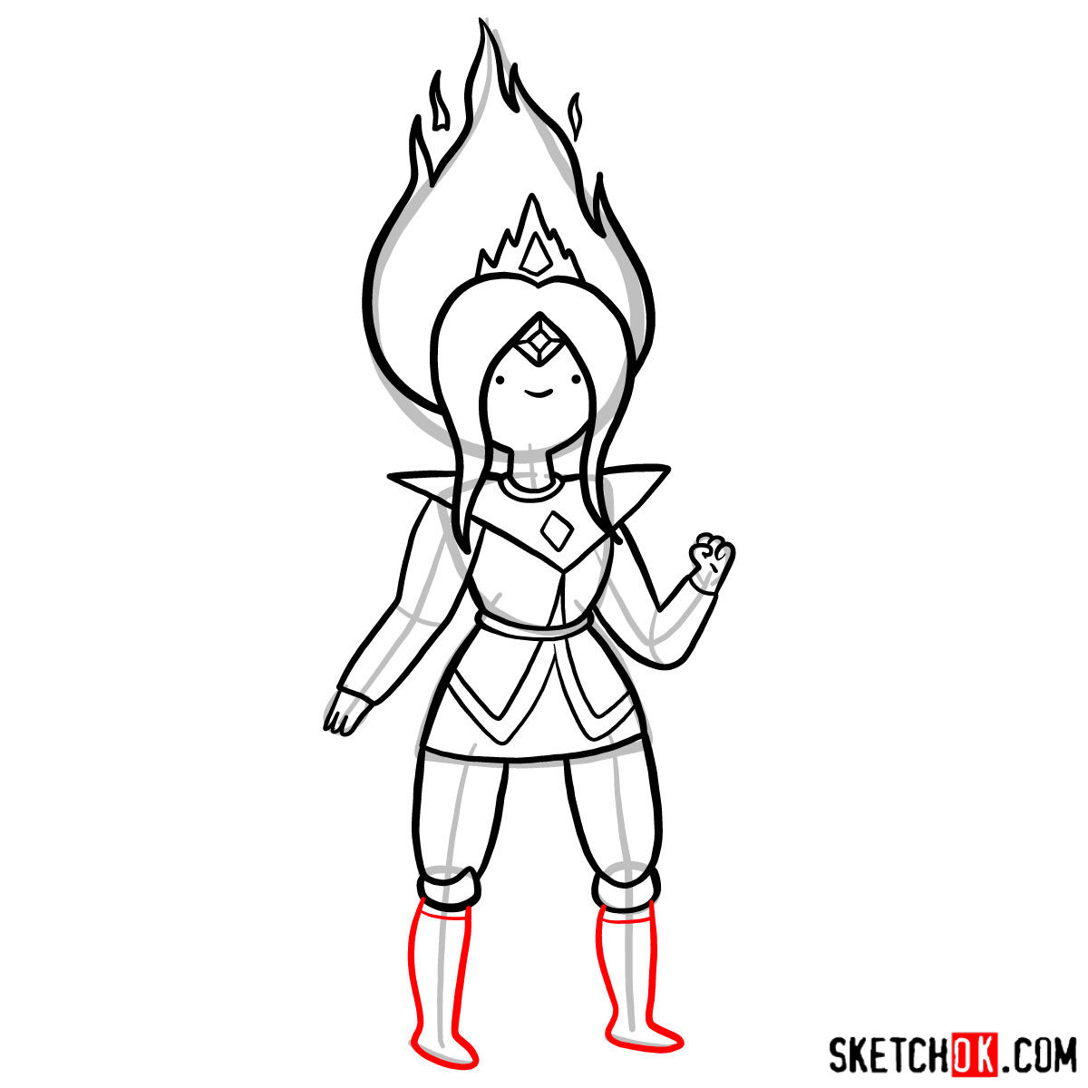 How to draw Flame Princess from Adventure Time - step 10