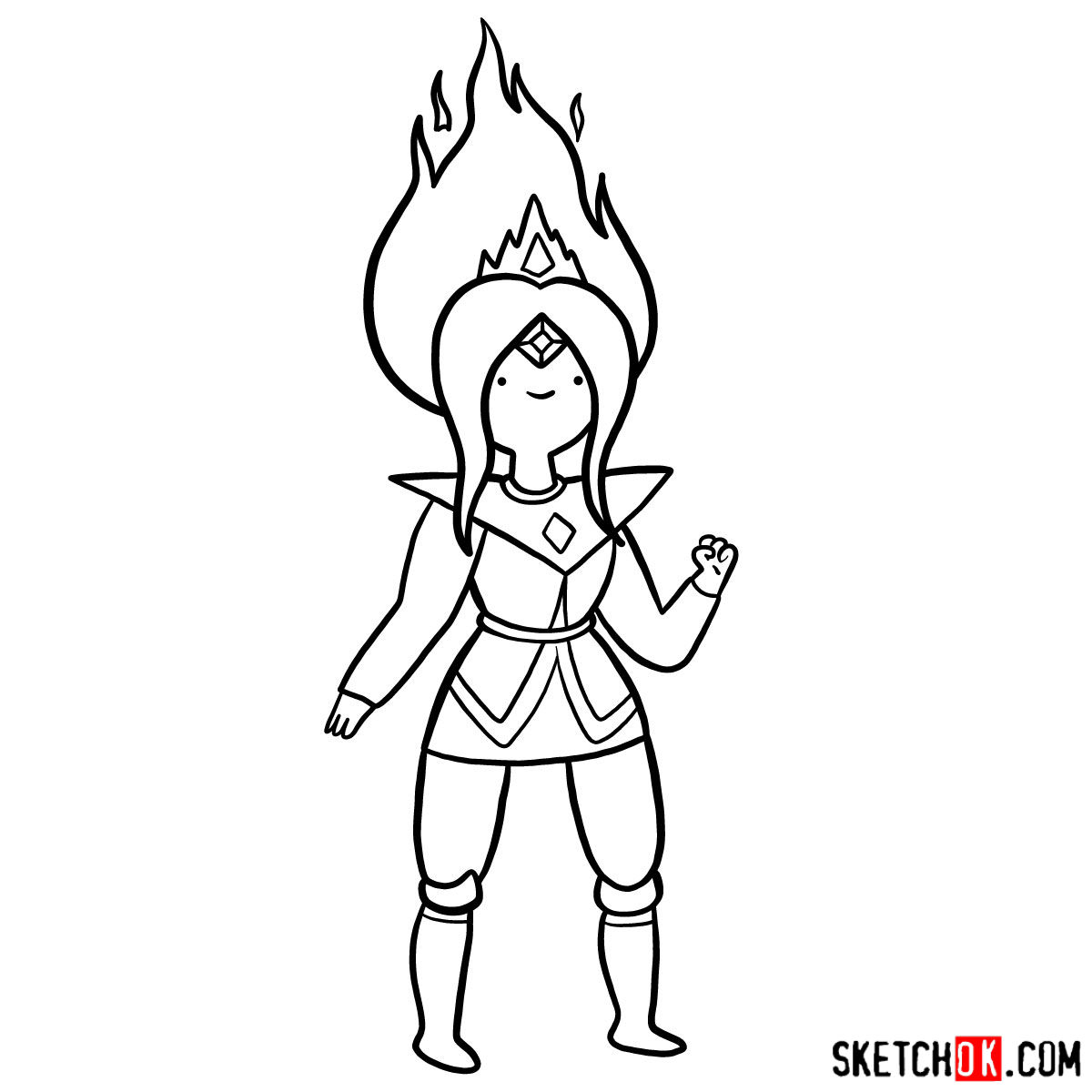 How to draw Flame Princess from Adventure Time - step 11