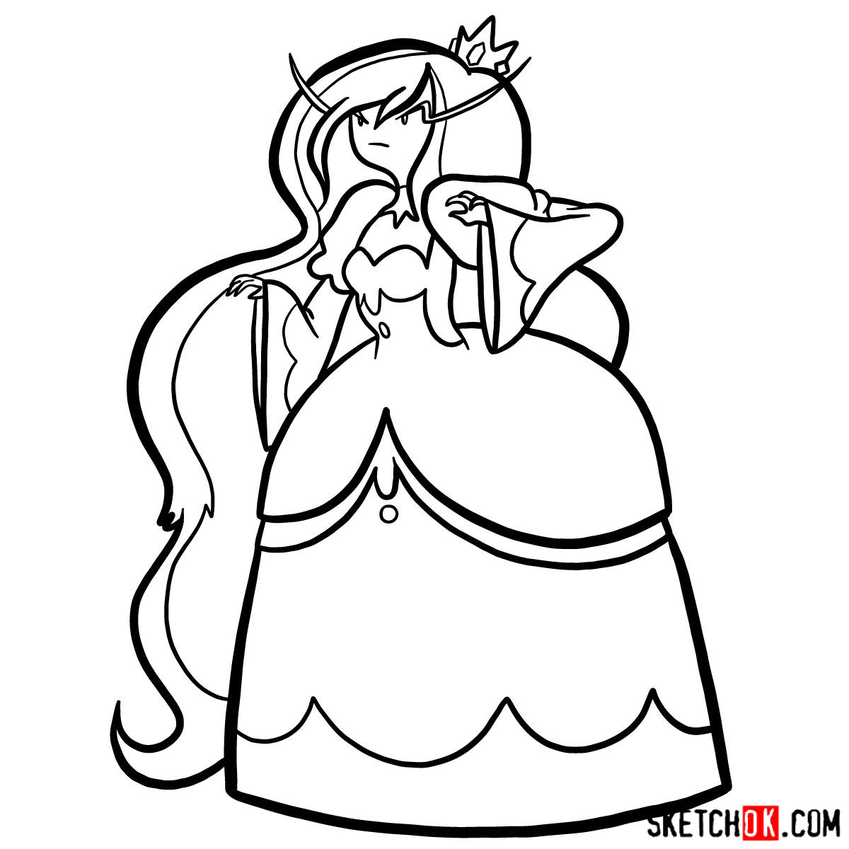 How to draw Ice Queen from Adventure Time - step 14