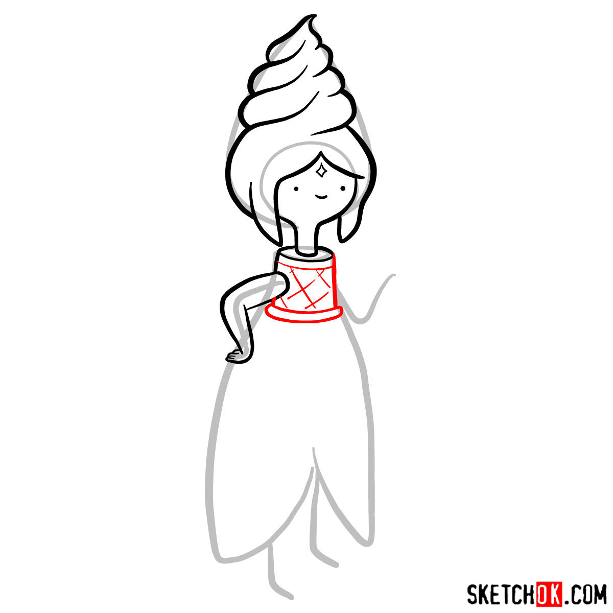 How to draw Frozen Yogurt Princess from Adventure Time -  step 06