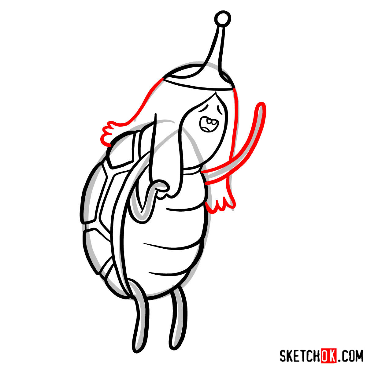 How to draw Turtle Princess from Adventure Time - step 08