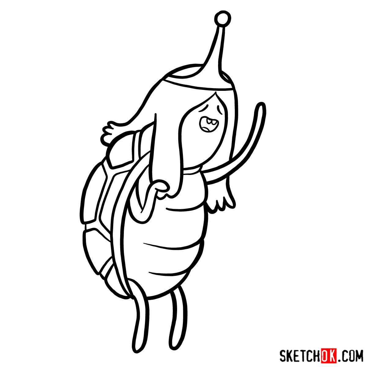 How to draw Turtle Princess from Adventure Time - step 09.