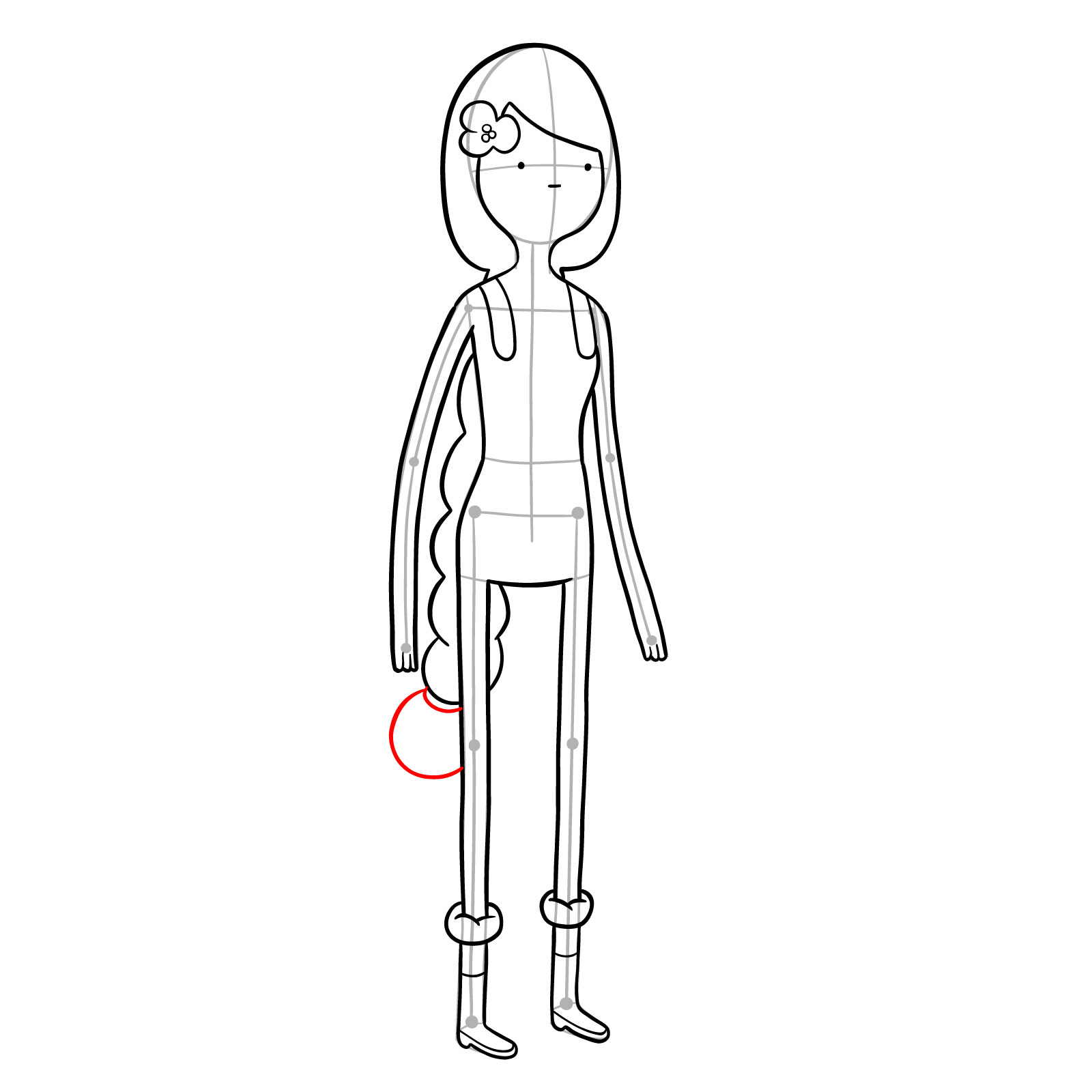 How to draw Princess Bubblegum from Bonnie and Neddy - step 22