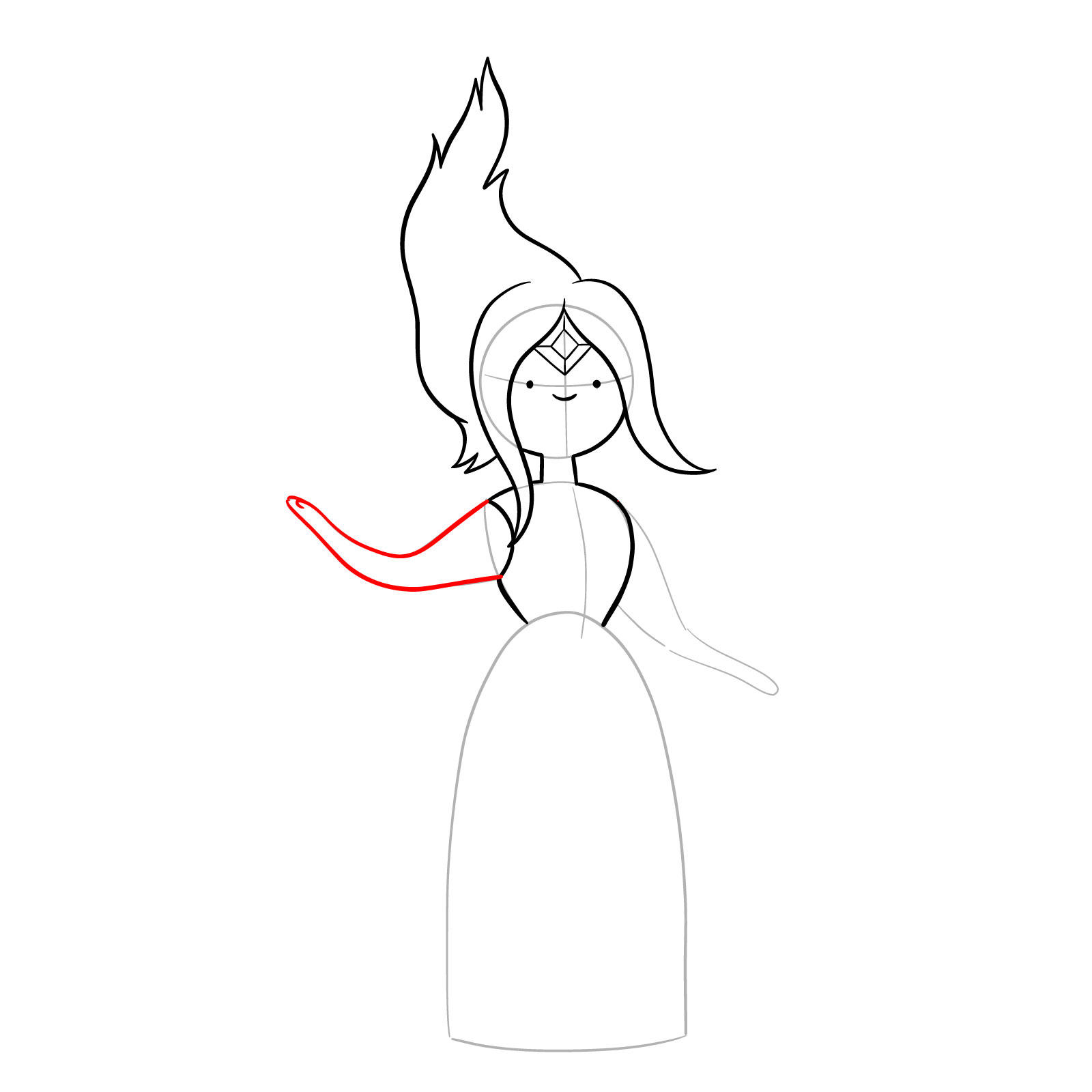 How to draw Flame Princess from Incendium Episode - step 11