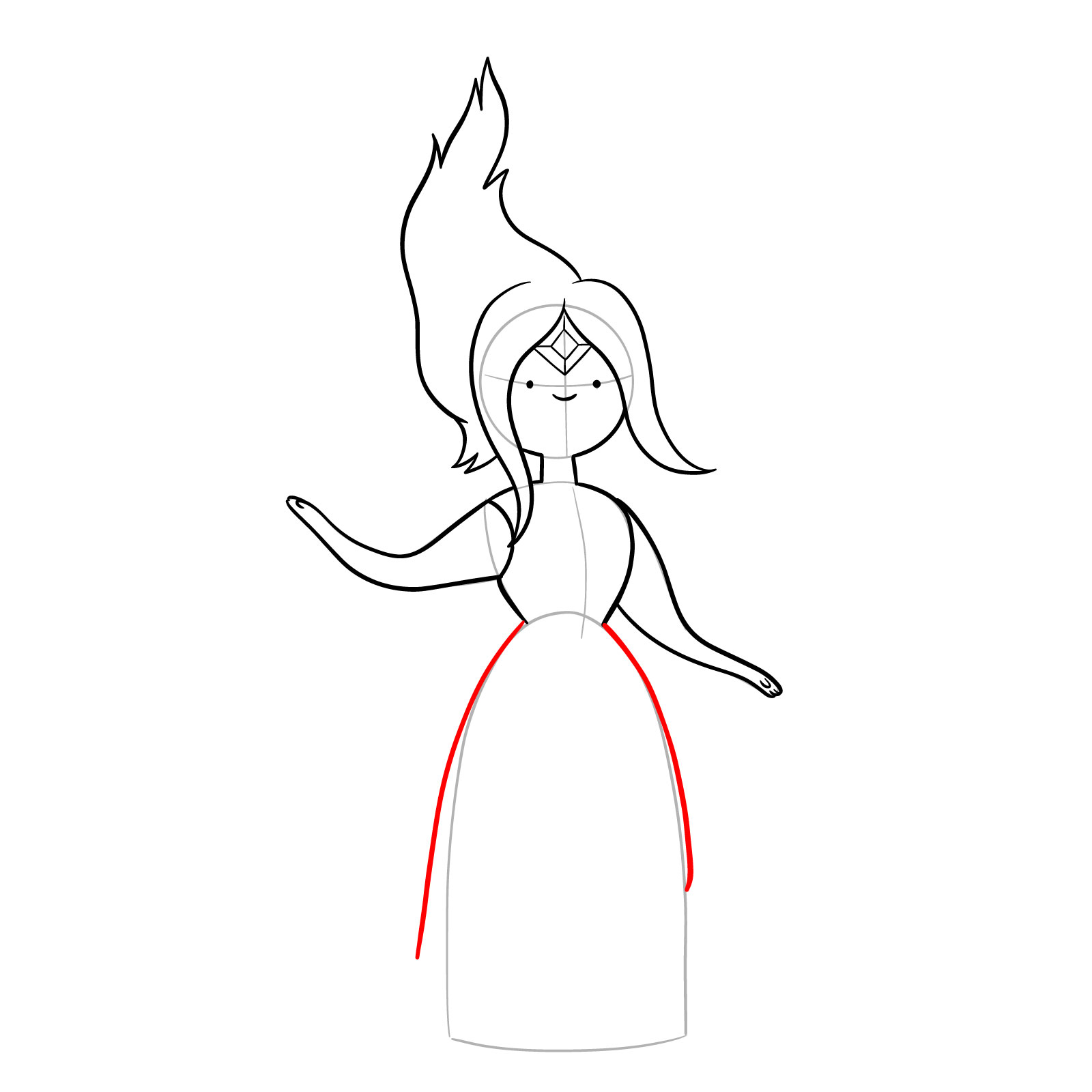 How to draw Flame Princess from Incendium Episode - step 13