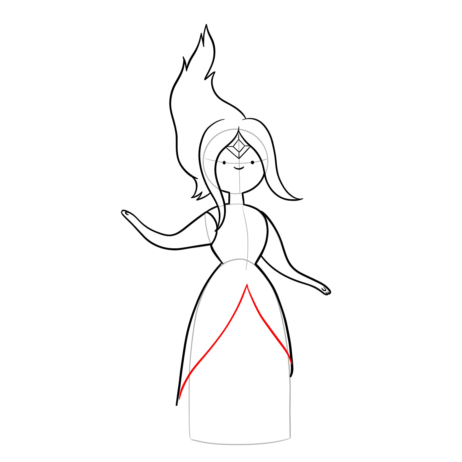 How to draw Flame Princess from Incendium Episode - step 14