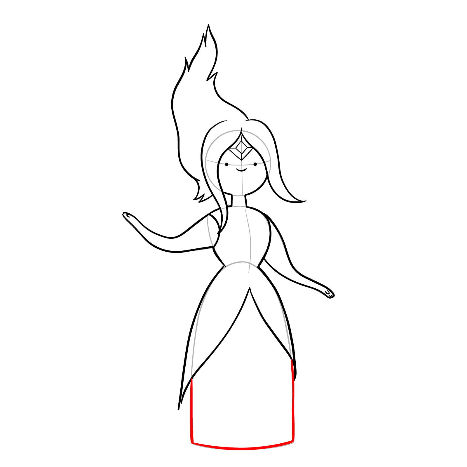 How to draw Flame Princess from Incendium Episode - step 15